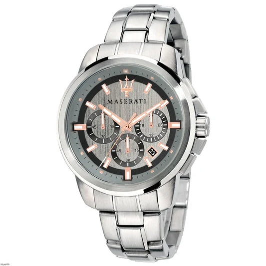 Maserati Successo Silver Stainless Steel Grey Dial Quartz Watch for Gents - R8873621004