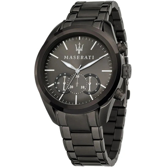 Maserati Traguardo Black Stainless Steel Grey Dial Quartz Watch for Gents - R8873612002
