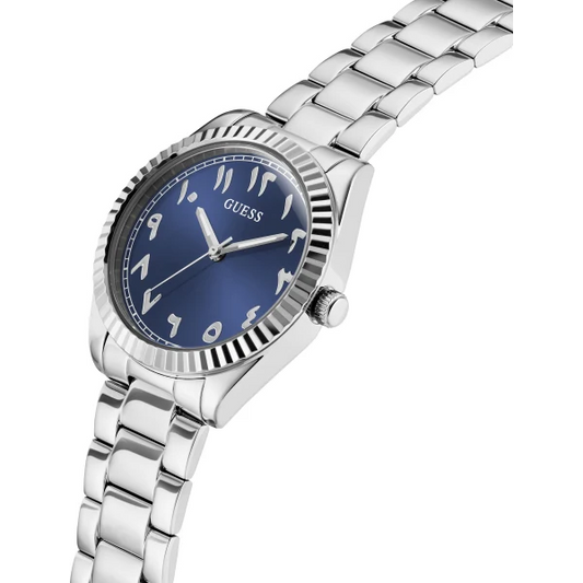 Guess Luna Silver Stainless Steel Blue Dial Quartz Watch for Ladies - GW0735L1