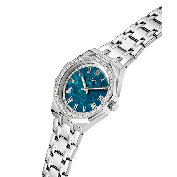 Picture of Guess Desire Silver Stainless Steel Blue Dial Quartz Watch for Ladies - GW0770L1 - Available at Raja Sahib
