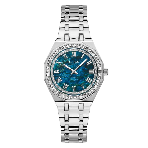 Picture of Guess Desire Silver Stainless Steel Blue Dial Quartz Watch for Ladies - GW0770L1 - Available at Raja Sahib