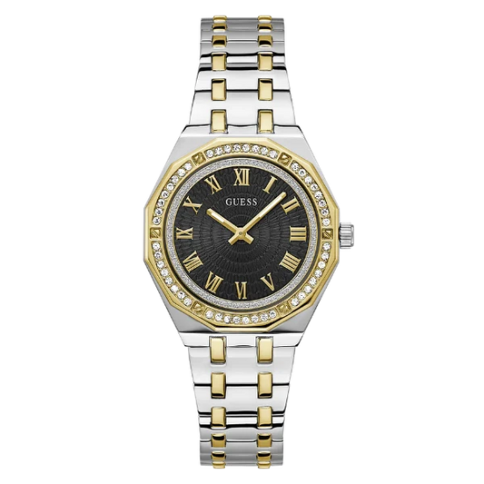 Guess Desire Two-Tone Stainless Steel Black Dial Quartz Watch for Ladies - GW0770L4