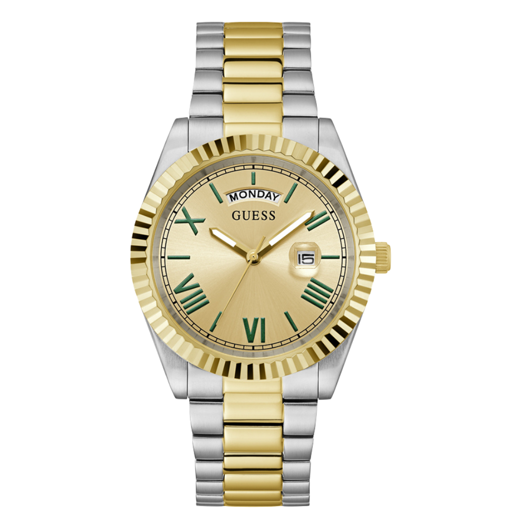 Picture of Guess Connoisseur Two-tone Stainless Steel Gold Dial Quartz Watch for Gents - GW0265G14 - Available at Raja Sahib