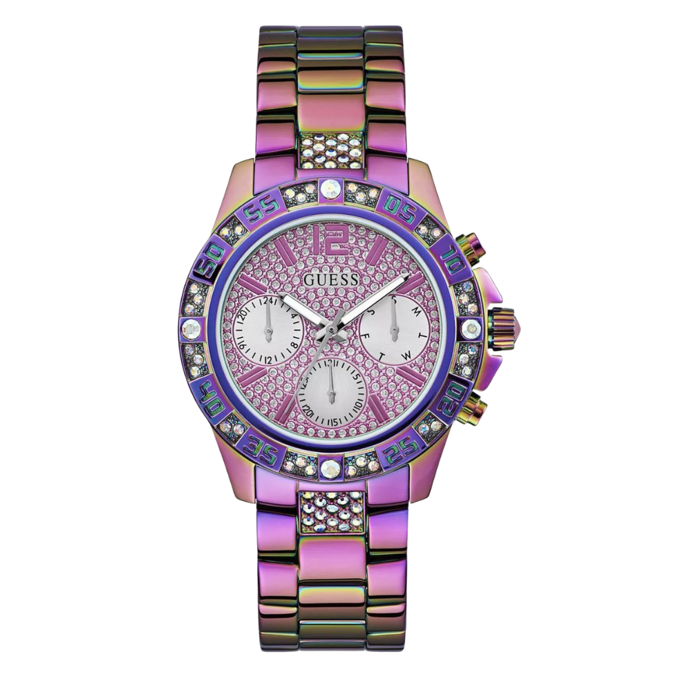 Picture of Guess Majesty Series Purple Stainless Steel Purple Dial Chronograph Quartz Watch for Ladies - G0771L4 - Available at Raja Sahib