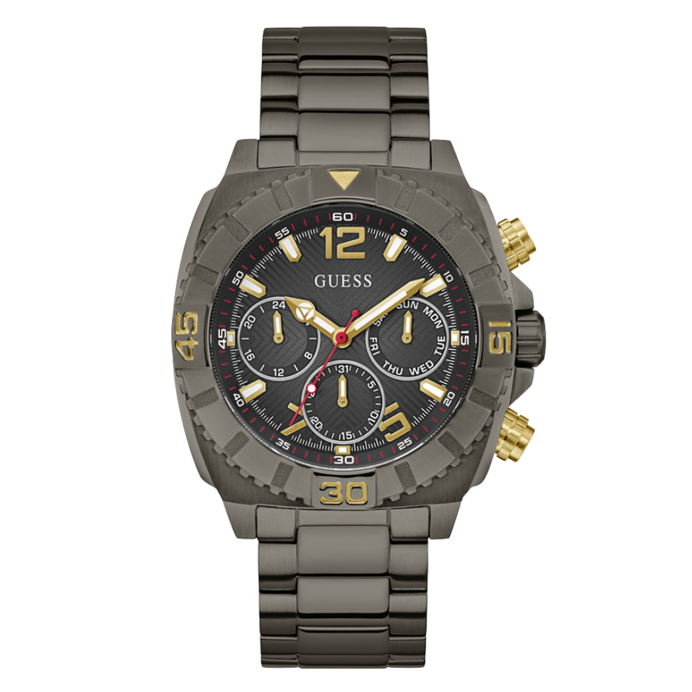 Picture of Guess Traction Gunmetal Stainless Steel Black Dial Chronograph Quartz Watch for Gents - G0800G2 - Available at Raja Sahib