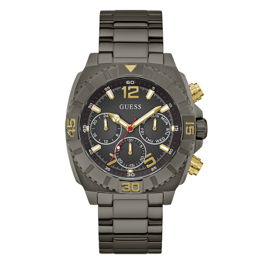 Picture of Guess Traction Gunmetal Stainless Steel Black Dial Chronograph Quartz Watch for Gents - G0800G2 - Available at Raja Sahib