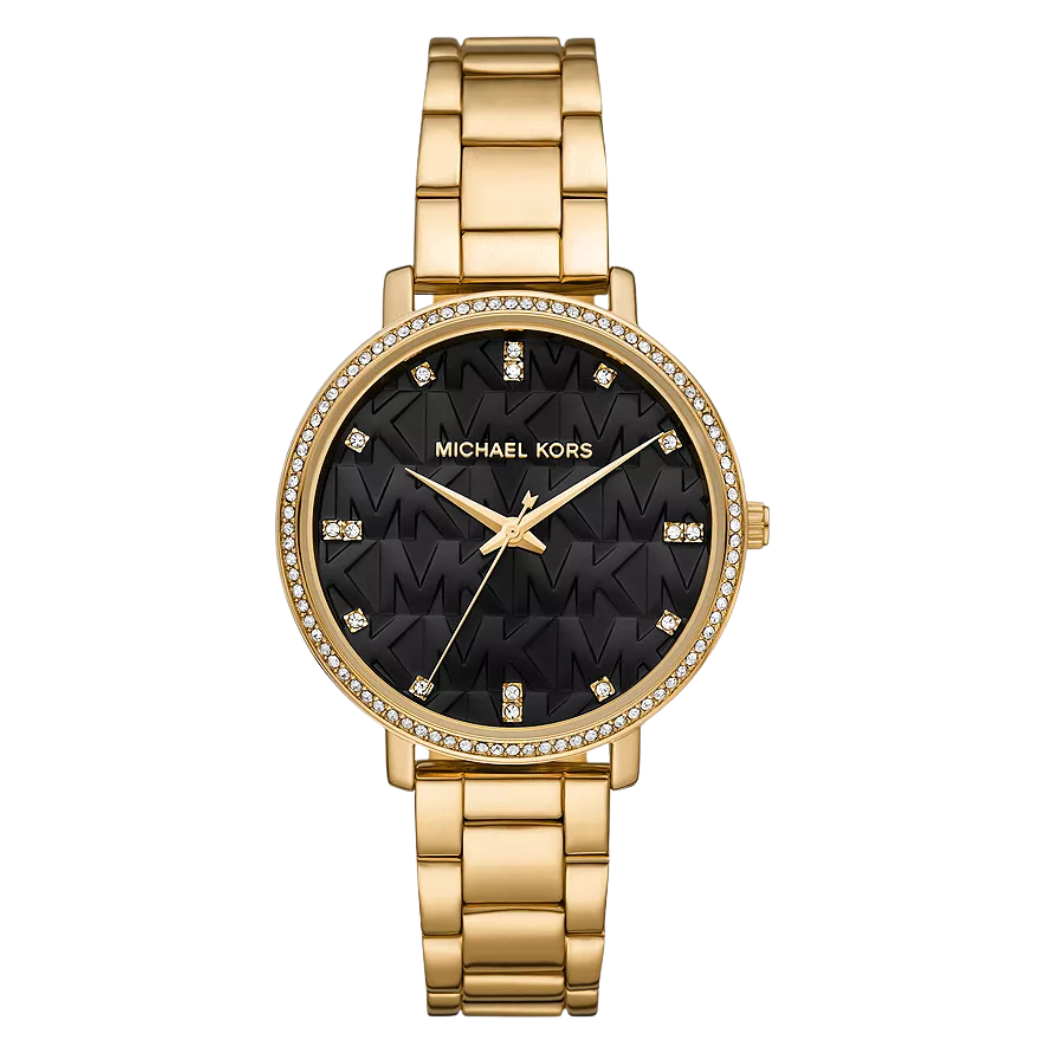 Picture of Michael Kors Pyper Rose Gold Stainless Steel Black Dial Quartz Watch for Ladies - MK4593 - Available at Raja Sahib