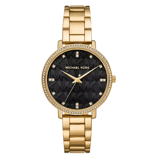 Picture of Michael Kors Pyper Rose Gold Stainless Steel Black Dial Quartz Watch for Ladies - MK4593 - Available at Raja Sahib
