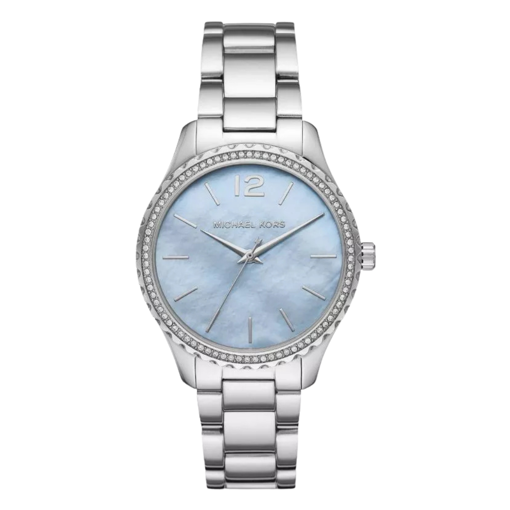 Picture of Michael Kors Layton Silver Stainless Steel Blue Dial Quartz Watch for Ladies - MK-6847 - Available at Raja Sahib