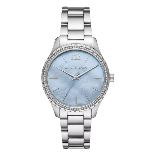 Picture of Michael Kors Layton Silver Stainless Steel Blue Dial Quartz Watch for Ladies - MK-6847 - Available at Raja Sahib