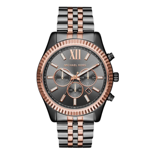 Michael Kors Lexington Two-tone Stainless Steel Black Dial Chronograph Quartz Watch for Gents - MK8561
