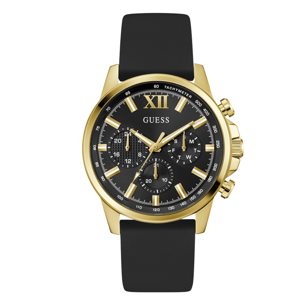 Picture of Guess Black Silicone Strap Black Dial Quartz Watch for Gents - GW0913G2 - Available at Raja Sahib