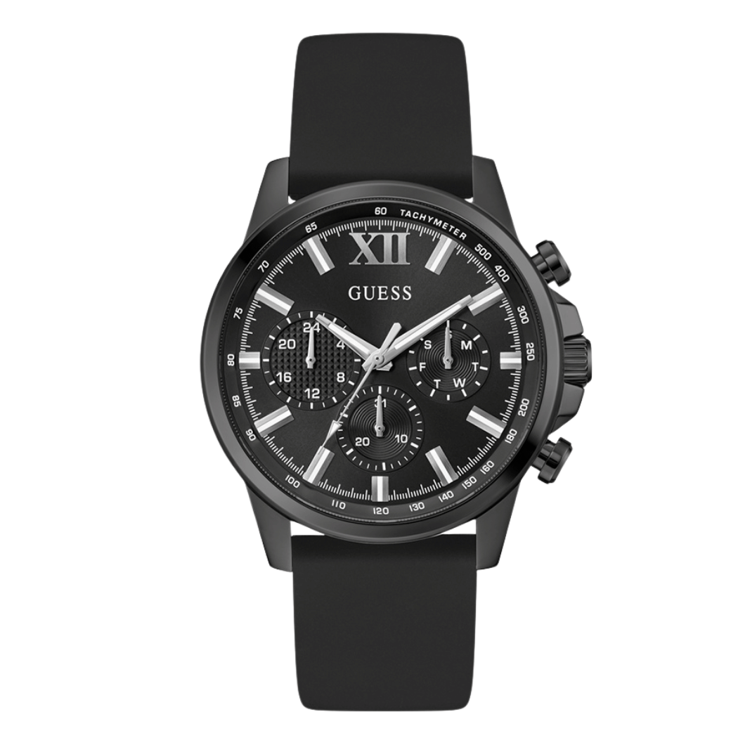 Picture of Guess Black Silicone Strap Black Dial Quartz Watch for Gents - GW0913G3 - Available at Raja Sahib