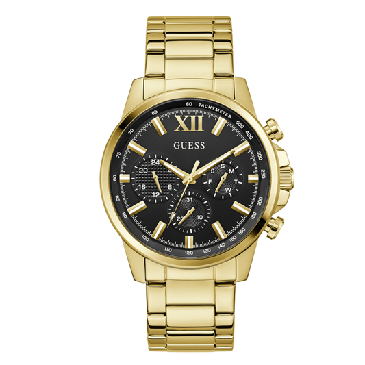 Picture of Guess Gold Stainless Steel Black Dial Chronograph Quartz Watch for Gents - GW0900G3 - Available at Raja Sahib