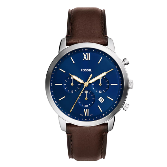 Picture of Fossil Chronograph Brown Leather Strap Blue Dial Neutra Quartz Watch for Gents - FS-6018 - Available at Raja Sahib