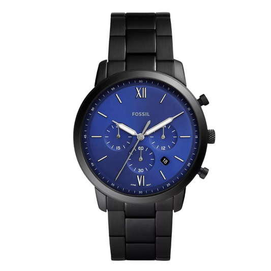 Picture of Fossil Chronograph Black Stainless Steel Blue Dial Neutra Quartz Watch for Gents - FS-5698 - Available at Raja Sahib