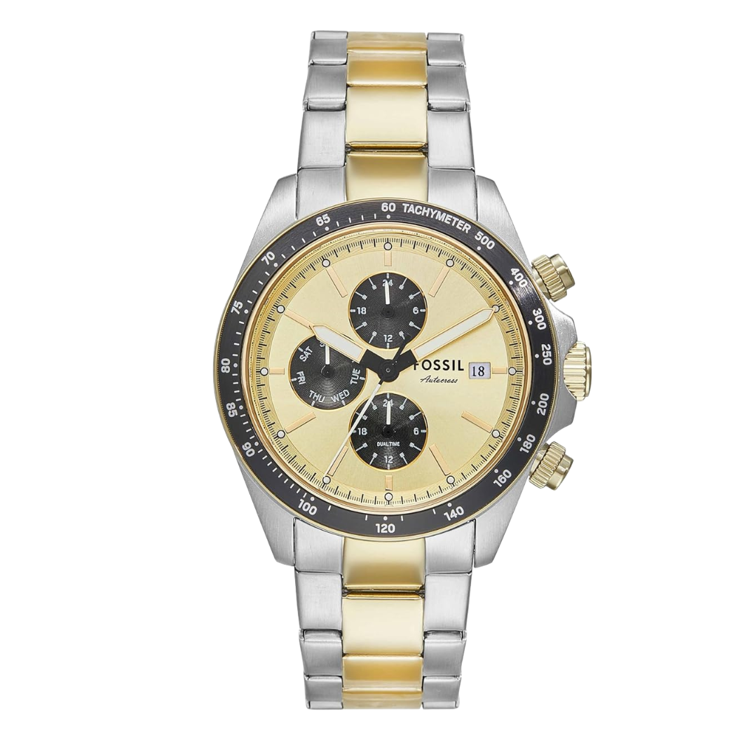 Picture of Fossil Chronograph Two-tone Stainless Steel Gold Dial Autocross Quartz Watch for Gents - BQ-2876 - Available at Raja Sahib