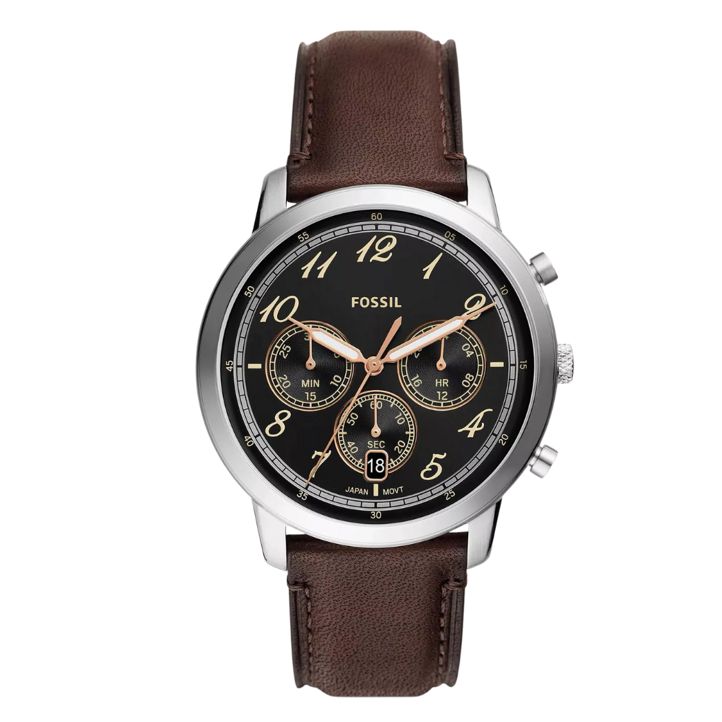 Picture of Fossil Chronograph Brown Leather Strap Black Dial Neutra Quartz Watch for Gents - FS6024 - Available at Raja Sahib