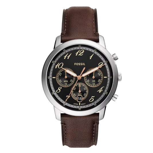 Picture of Fossil Chronograph Brown Leather Strap Black Dial Neutra Quartz Watch for Gents - FS6024 - Available at Raja Sahib