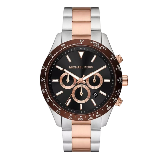 Michael Kors Layton Two-tone Stainless Steel Black Dial Chronograph Quartz Watch for Gents - MK8913
