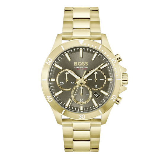 Hugo Boss Gold Stainless Steel Grey Dial Chronograph Quartz Watch For Gents - Hugo Boss 1514059