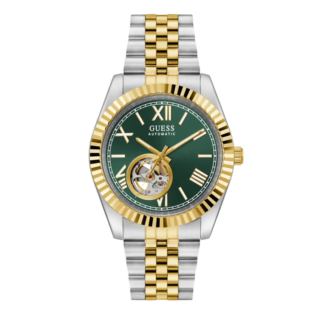 Picture of Guess Two-tone Stainless Steel Green Dial Automatic Watch for Gents - Guess G0984G4 - Available at Raja Sahib