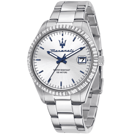 Maserati Competizione Silver Stainless Steel Silver Dial Quartz Watch for Gents - R8853100045