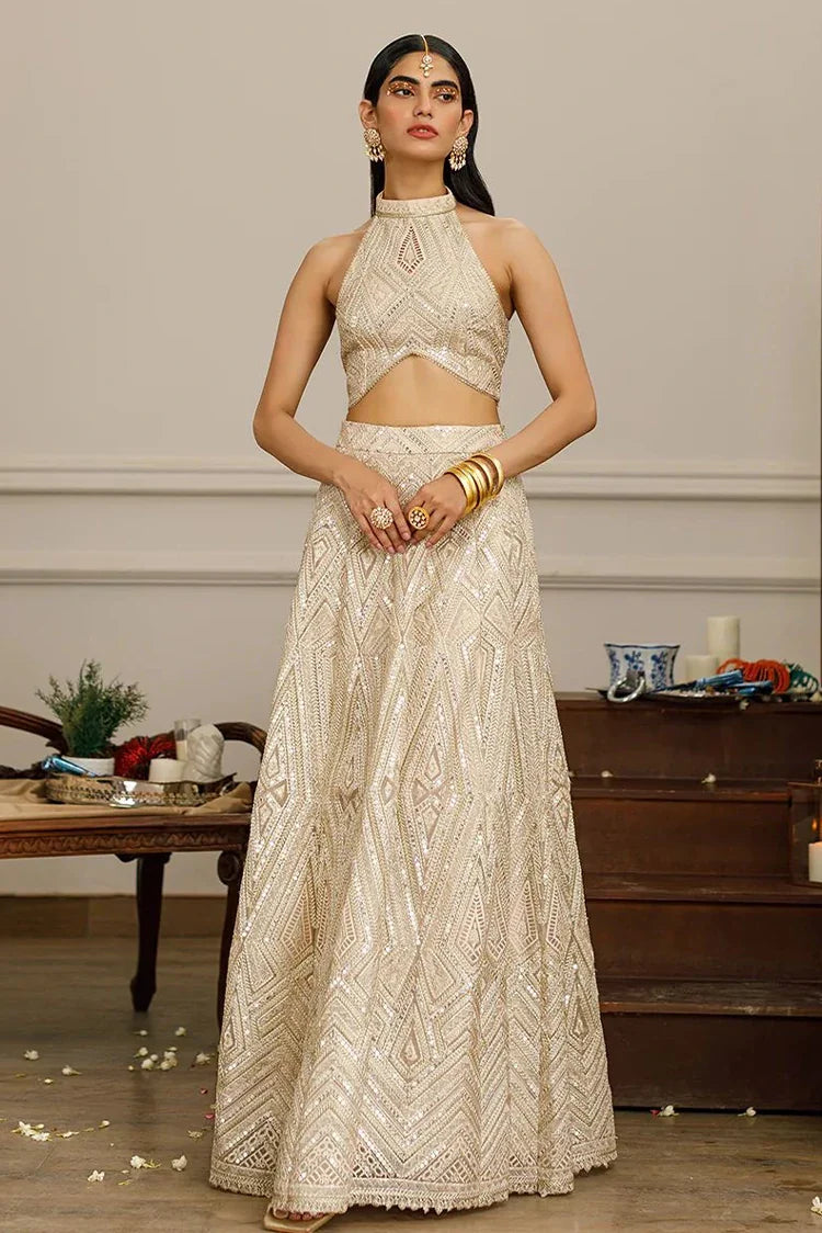 Picture of Threads & Motifs - Embroidered Blouse With Lehenga - 8442 - Available at Raja Sahib