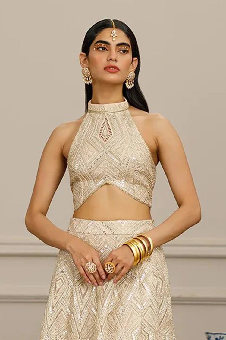 Picture of Threads & Motifs - Embroidered Blouse With Lehenga - 8442 - Available at Raja Sahib