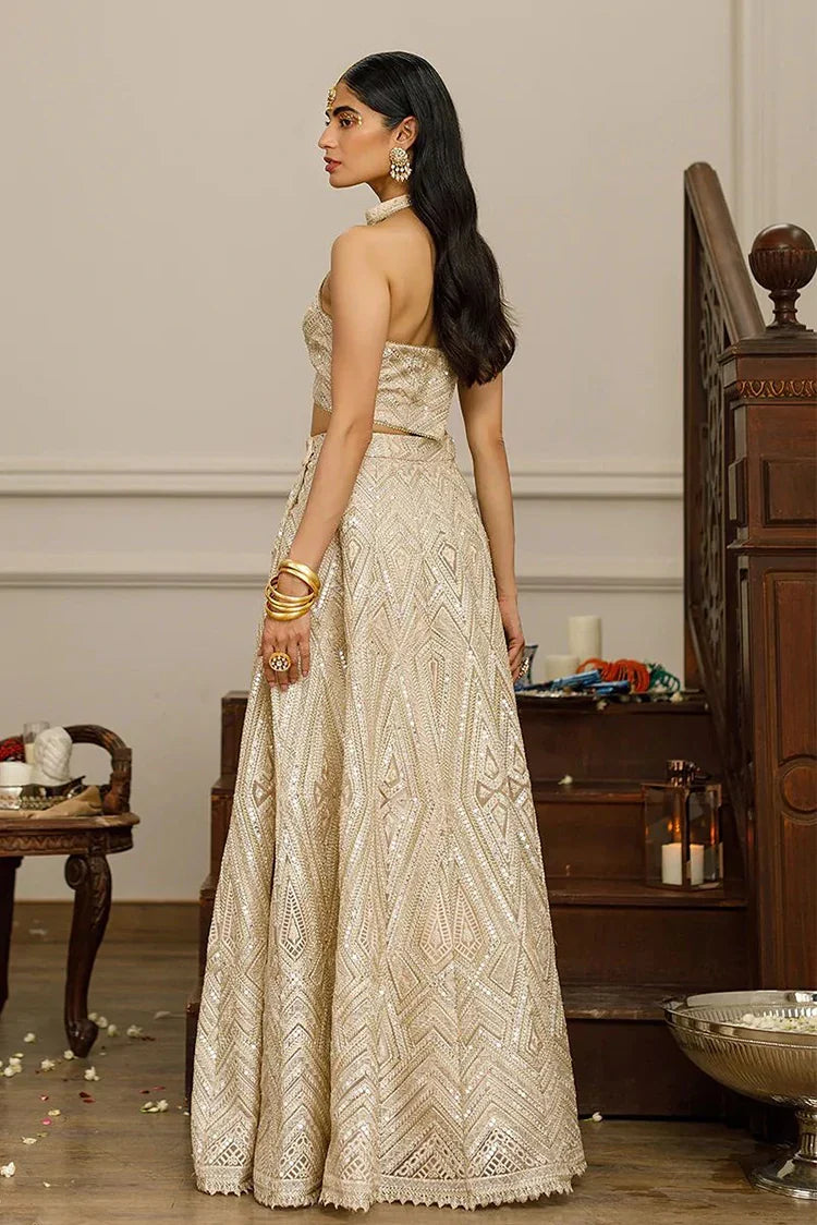 Picture of Threads & Motifs - Embroidered Blouse With Lehenga - 8442 - Available at Raja Sahib