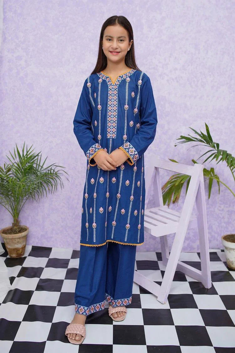 Picture of <!--bpw-->Modest - Girls Cotton Embroidered - 2 Piece Suit - 8495 - Available at Raja Sahib