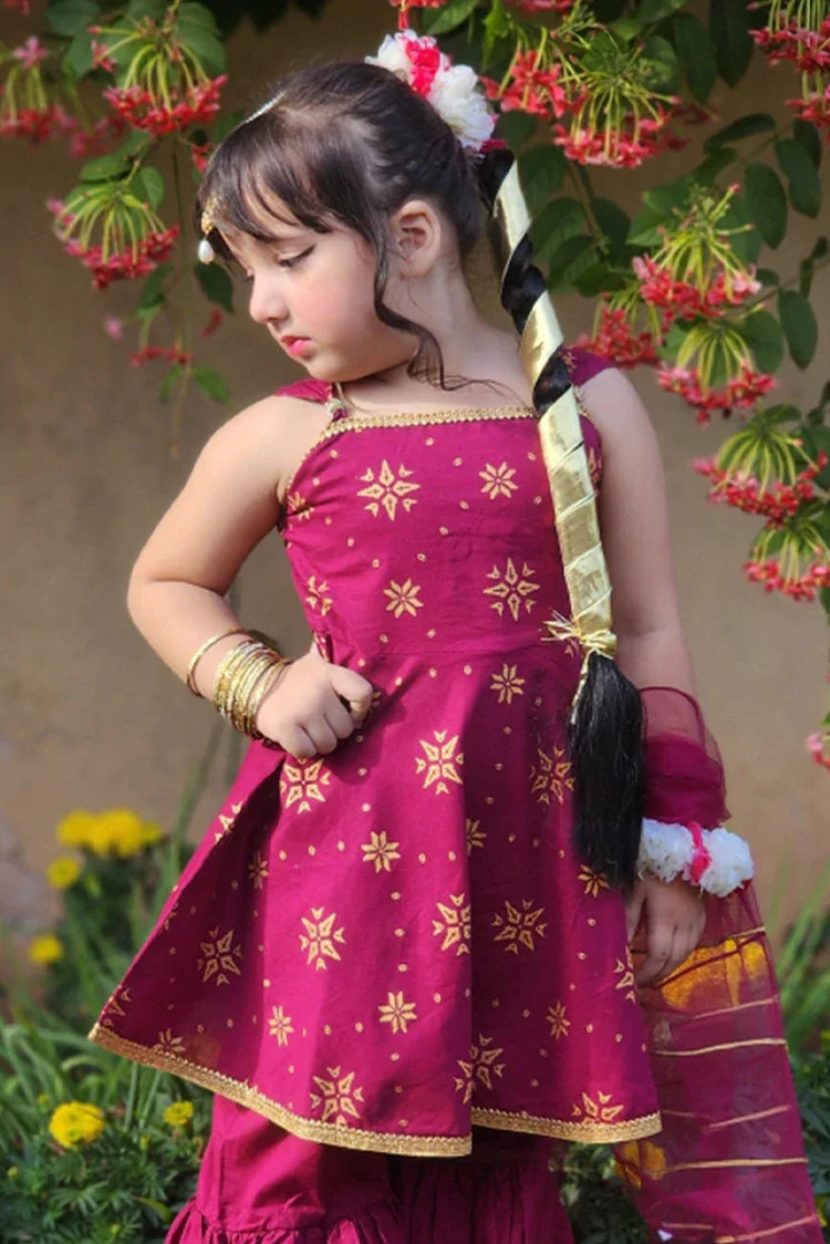 Picture of Modest - Toddlers 3 Piece Cotton Suit - Purple - 8575 - Available at Raja Sahib