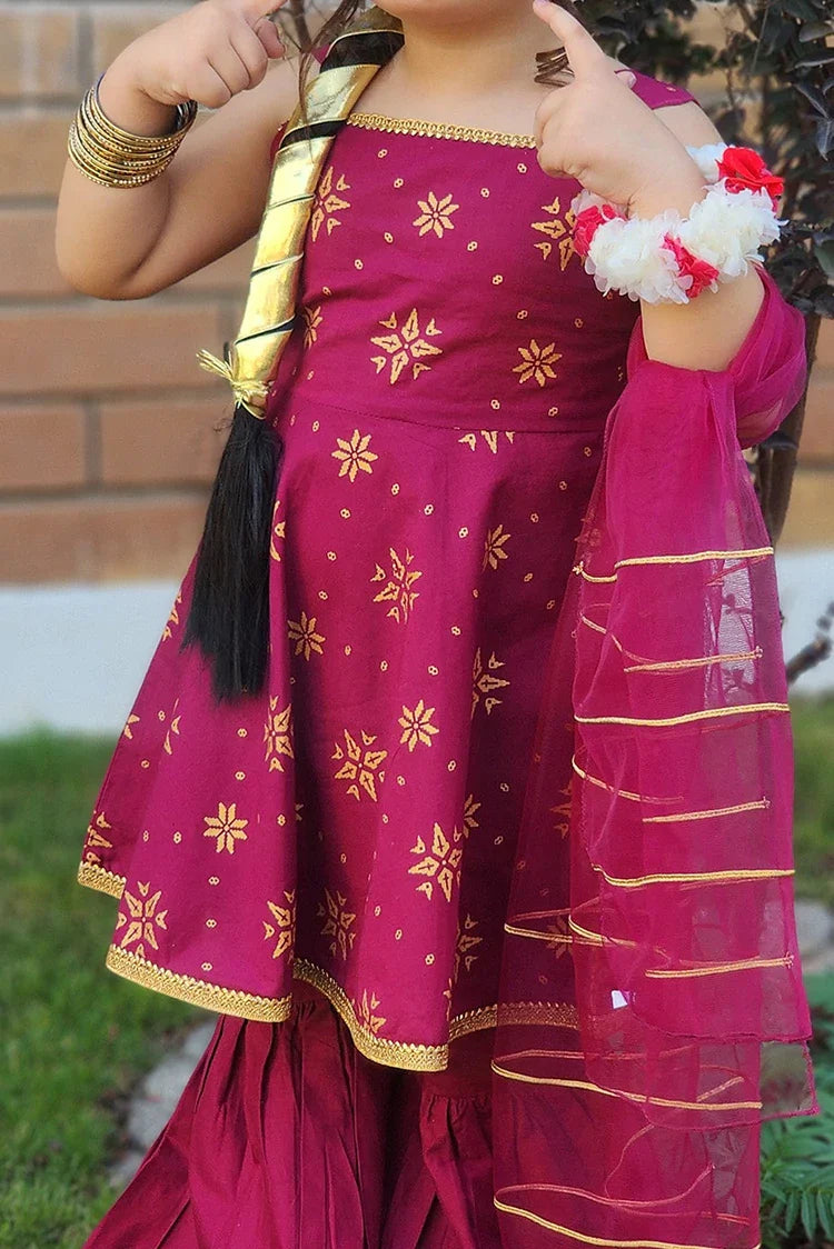 Picture of Modest - Toddlers 3 Piece Cotton Suit - Purple - 8575 - Available at Raja Sahib