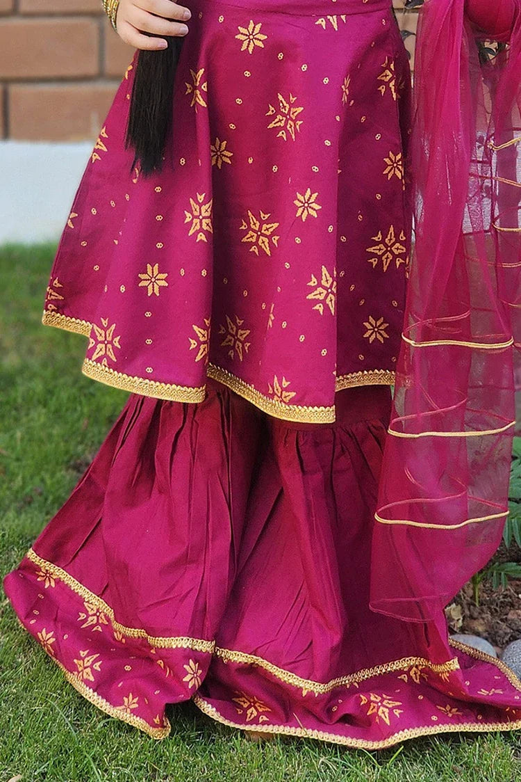 Picture of Modest - Toddlers 3 Piece Cotton Suit - Purple - 8575 - Available at Raja Sahib