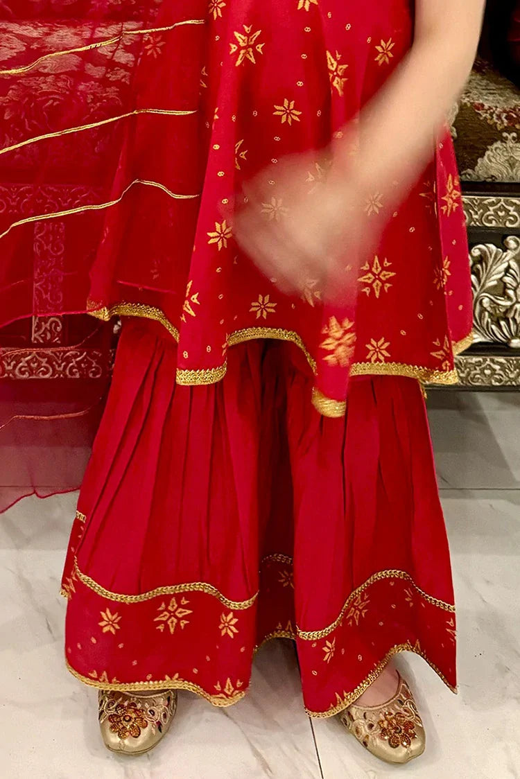 Picture of Modest - Toddlers 3 Piece Cotton Suit - Red - 8575 - Available at Raja Sahib