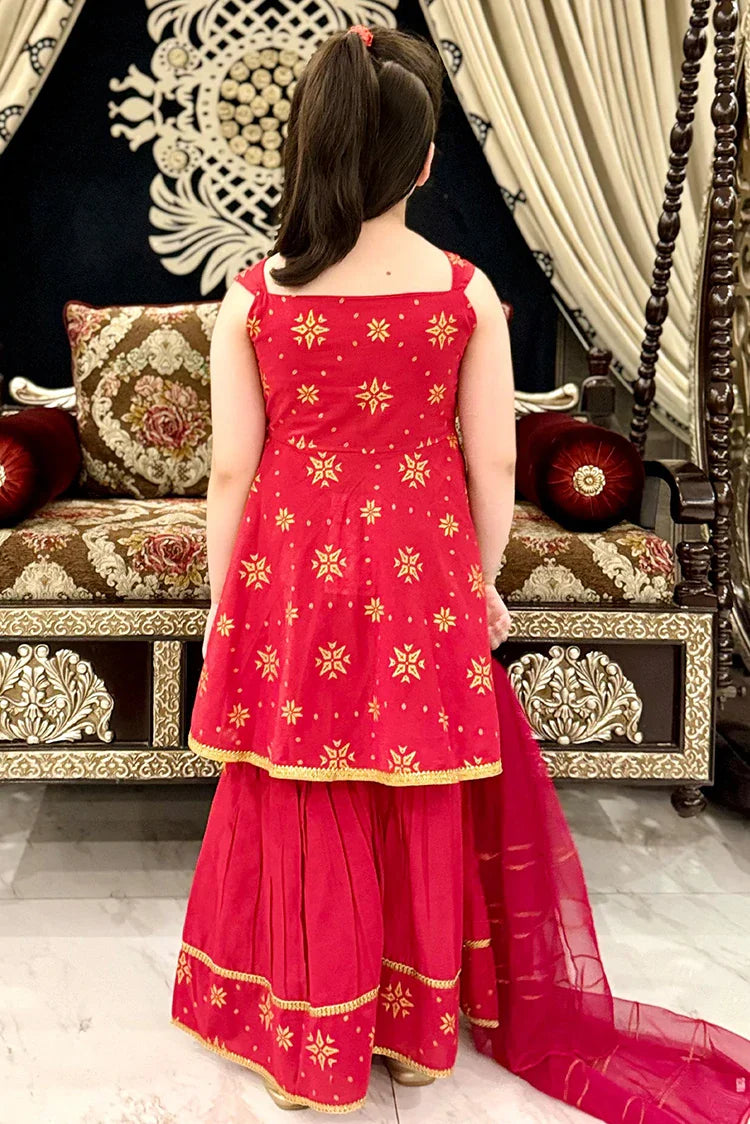 Picture of Modest - Toddlers 3 Piece Cotton Suit - Red - 8575 - Available at Raja Sahib