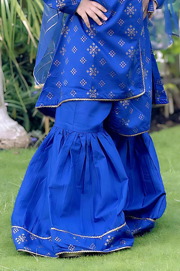 Picture of <!--bvp-->Modest - Girls Blue 3 Piece Cotton Suit - 8585 - Available at Raja Sahib