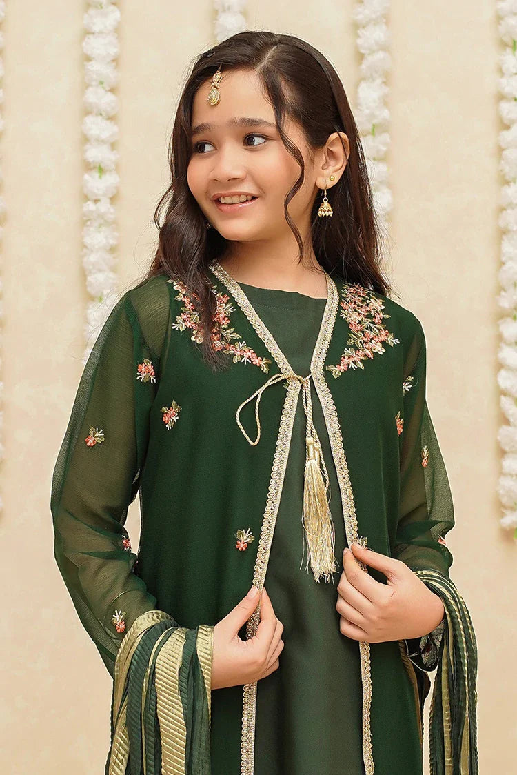 Picture of Modest - Chiffon 3 Piece Green Suit - 8765 - Available at Raja Sahib