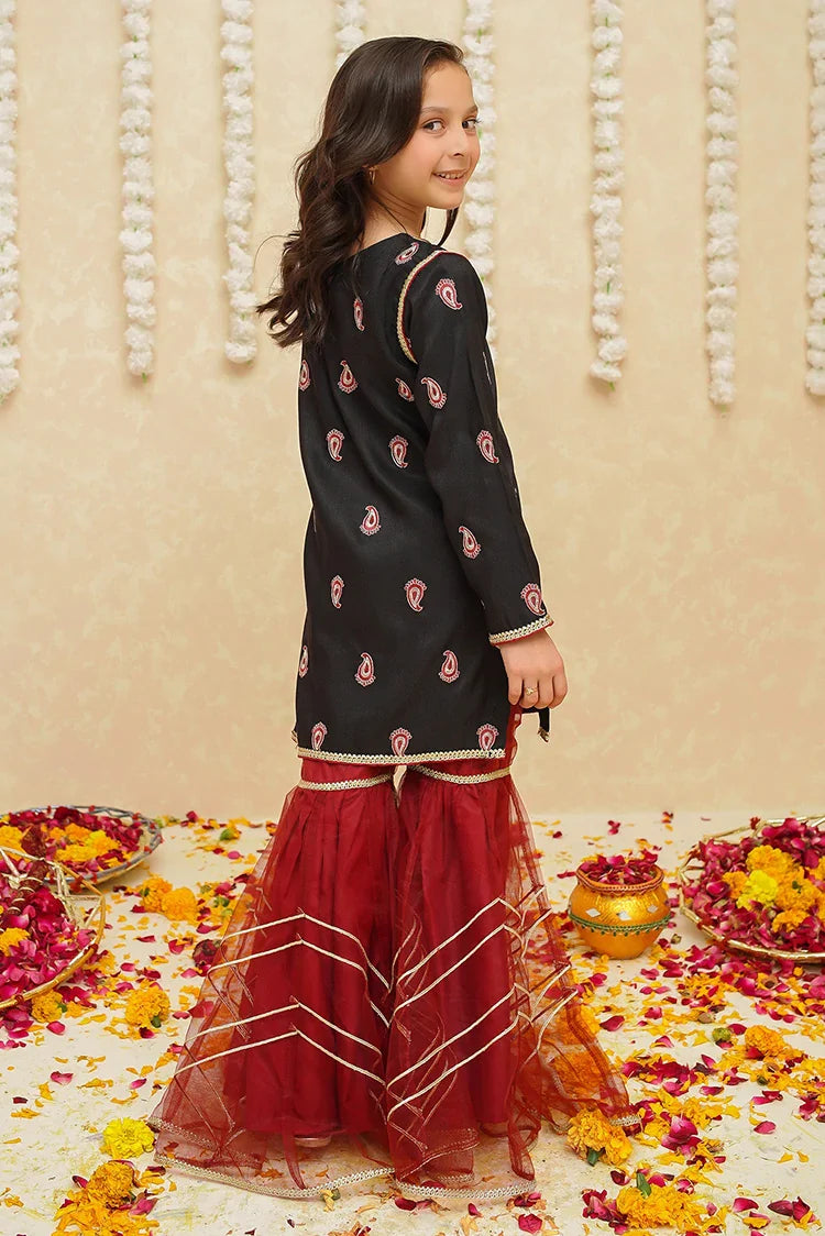 Picture of Modest - Rawsilk 3 Piece Black Suit - 8885 - Available at Raja Sahib