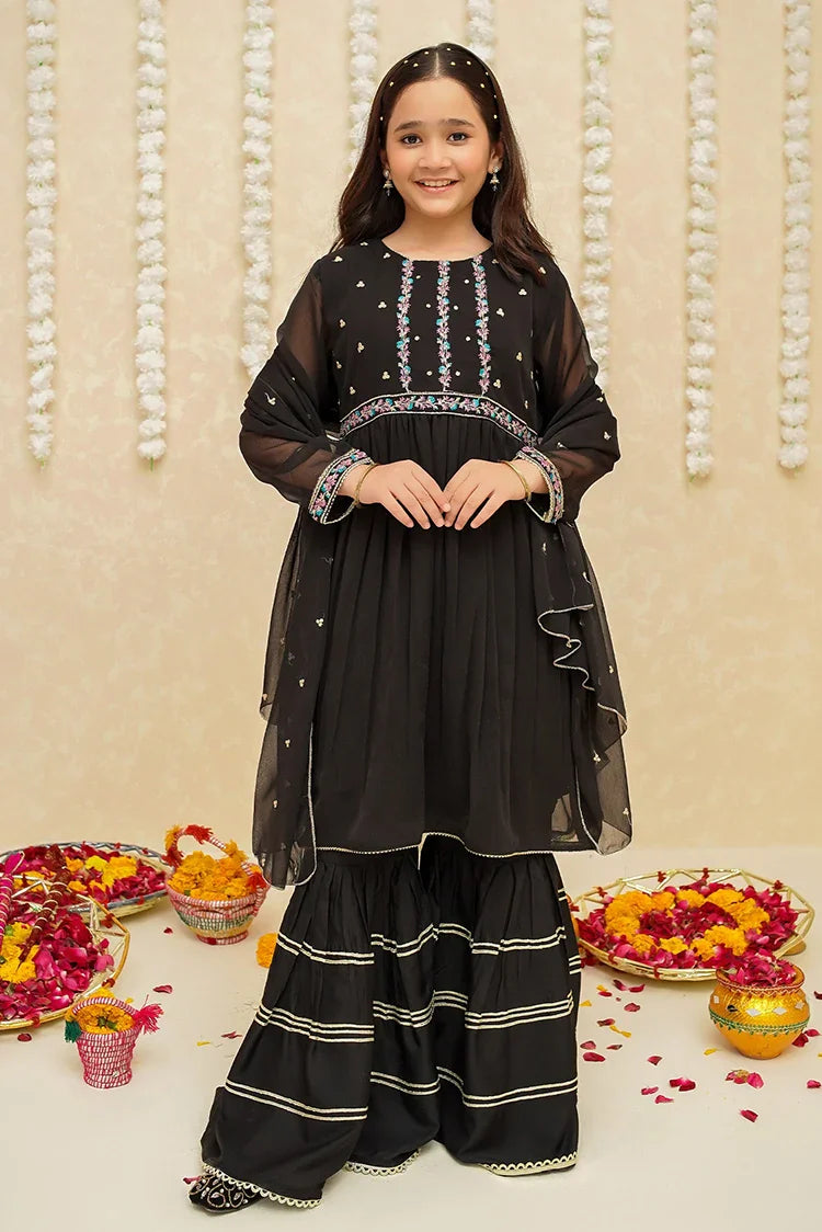Picture of <!--bos-->Modest - Chiffon 3 Piece Black Suit - 8905 - Available at Raja Sahib
