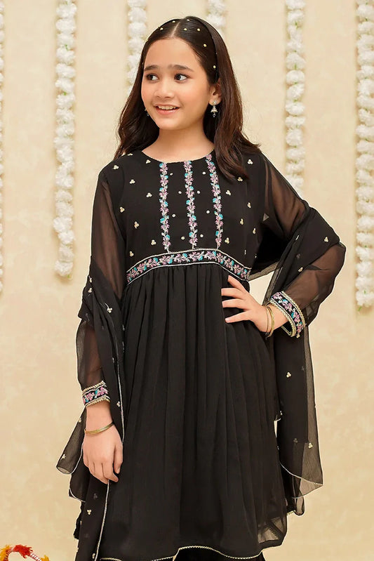 Picture of <!--bos-->Modest - Chiffon 3 Piece Black Suit - 8905 - Available at Raja Sahib