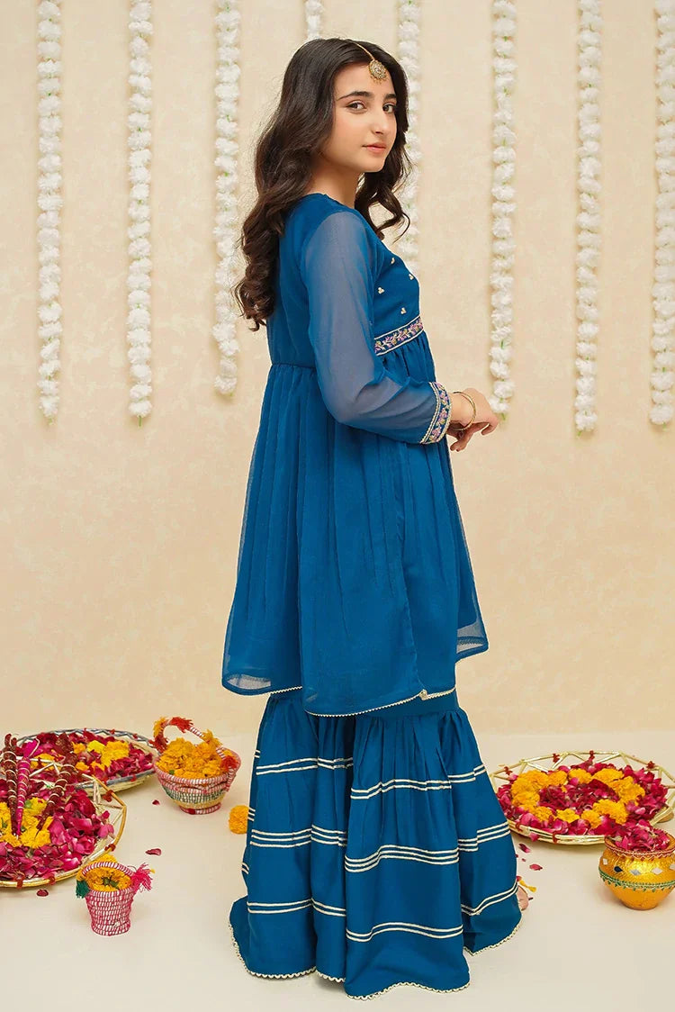 Picture of Modest - Chiffon 3 Piece Blue Suit - 8905 - Available at Raja Sahib