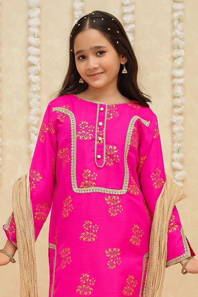 Picture of Modest - Rawsilk 3 Piece Pink Suit - 8935 - Available at Raja Sahib