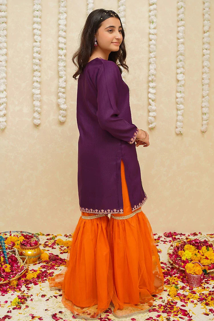 Picture of Modest - Rawsilk 3 Piece Purple Suit - 8965 - Available at Raja Sahib
