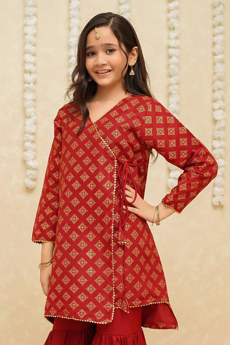 Picture of Modest - Rawsilk 3 Piece Maroon Suit - 9005 - Available at Raja Sahib