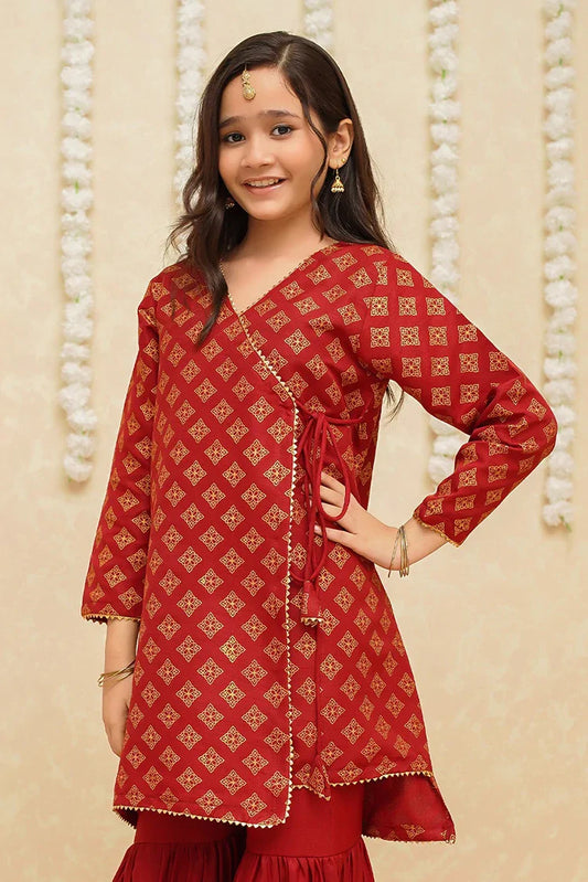 Picture of Modest - Rawsilk 3 Piece Maroon Suit - 9005 - Available at Raja Sahib