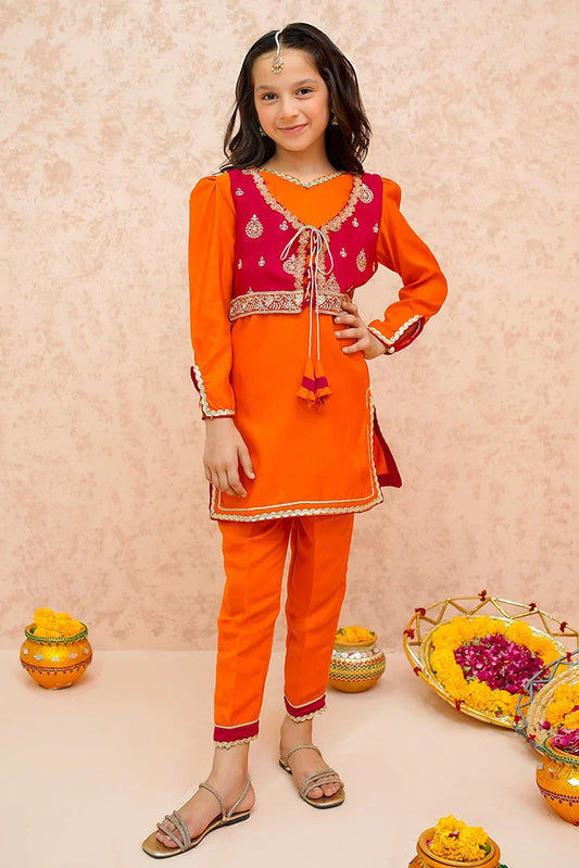 Picture of Modest - Toddler Orange Festive Dress - 9035 - Available at Raja Sahib