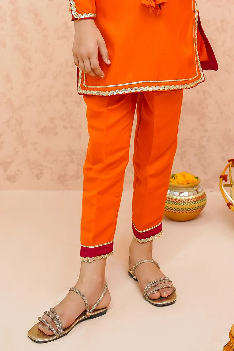 Picture of Modest - Toddler Orange Festive Dress - 9035 - Available at Raja Sahib