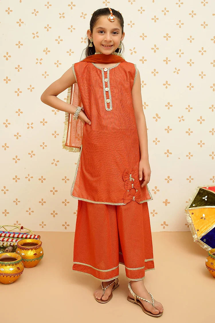 Picture of Modest - Girls Orange Ethnic Suit - 9130 - Available at Raja Sahib