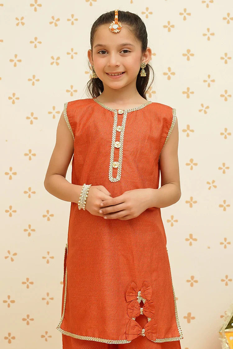 Picture of Modest - Girls Orange Ethnic Suit - 9130 - Available at Raja Sahib